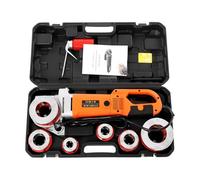Electric Pipe Threader Kit, Hand-Held Threading Machine with Heavy Duty Power Drive for Galvanised & Gas Pipes, Includes Carry Case and 6 Dies