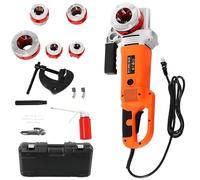 Electric Pipe Threader Machine, 2300W Portable Tool with 6 Dies (1/2"-2"), Handheld Power Drive Kit for Polypropylene and Aluminum Pipes