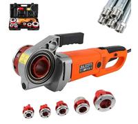Electric Pipe Threader with 6 Dies and Carry Case, Heavy Duty Handheld Tool for Pipe Threading