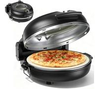 Electric Pizza Oven, 1200W, 5 Temperature Settings, 420°C Max, Glass Viewing Window, Suitable for Outdoor Use, Picnics, RV Trips, and Family Gatherings