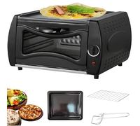 Electric Pizza Oven 1500W, 15L Countertop Tandoor Oven with Temperature Control 50-400℃, Mini Pizza Maker with Bake Tray/Rack/Handle for Chapati Roti Naan