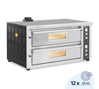 Electric Pizza Oven 6+6 x 33 cm 2 Chambers 13 200 W 400 V Fireclay Stone Royal Catering - Pizza Ovens by Black