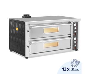 Electric Pizza Oven 6+6 x 33 cm 2 Chambers 13 200 W 400 V Fireclay Stone Royal Catering - Pizza Ovens by Black