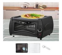 Electric Pizza Oven, Indoor & Outdoor Mini Pizza Maker with 50-400℃ Temperature Control, Cooks Fresh & Frozen Pizza in 5 Minutes, Includes Disk & Clamp
