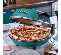 Cooks Professional Electric Pizza Oven with 31cm Stone Base, Glass Window, Timer, Stainless Steel Paddles & Baking Sheet | Energy Efficient Portable Countertop Pizza Maker Machine 1200W | Teal