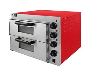 Electric Pizza Oven with Audible Timer & Twin Deck Firebrick/Commercial Baking & Grilling