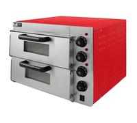 Electric Pizza Oven with Audible Timer & Twin Deck Firebrick / Commercial Baking & Grilling Red