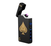 Electric Plasma Arc Lighter With Cool Poker Card Ace, USB Rechargeable Lighter Flameless and Windproof for Outdoor and Camping, Stocking Stuffer Gift for Him Men (Black Ace)