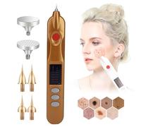 Electric Plasma Pen Mole Removal Dark Spot Remover Wart Freckle Skin Tag Tattoo Removal Tool for Home and Beauty Salon, 5 Level Speed, LCD Screen Display,Gold