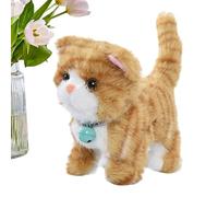 Electric Plush Cat - 7.09 Inch Cat Toy | Plush ABS Toy - Interactive walking singing recording kitten with tail wagging lights, 17x10x18cm battery operated companion for imaginative play and Christmas