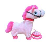 Electric Plush Horse, Lead Rope Walking Toy, Electric Plush Horse for Girls, Fun Learning Battery Operated, Easy to Use, Rides on Animal Figure, Preschoolers Over 3 Years Old, White, Pink, Blue, Brown