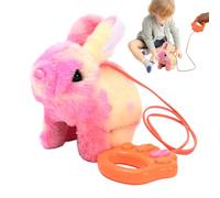 Electric Plush Rabbit - 16cm ABS Walking Rabbit | Moving Rabbit with Leash | Forward Back Movement and Sound Effects for Fun and Entertainment