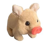 Electric Plush Realistic Pig Toy with Wagging Tail & Twitching Nose & Oink Interactive Crawling Piglet Lifelike Baby Pig Stuffed Animal Piggy for Boys and Girls Birthday Gift-Brown 1PCS