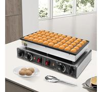 Electric Poffertjes Mini Dutch Pancake Baker Maker Waffle Machine Nonstick Iron Commercial 50 Hole for baking crepes muffins Dutch pancakes waffles and more Stainless Steel Aluminum 1700W 110V