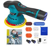 Electric Polisher Kit Variable Speed Cordless Car Buffer Machine 300W with 2 Li-ion Battery Sponges for Car Furniture Polishing