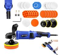 Electric Polishing Machine Set, Rotary Car Buffer Polisher Waxer, 1400W 150-180 mm Plate, 6 Variable Speed 800-3500RPM, Adjustable D-handle Perfect for Boat, Car Polishing and Waxing (31 Accessories)