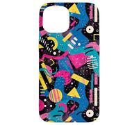 Electric Pop Retro 80s 90s Artistic Chaos Pattern Case for iPhone 15