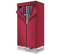 Electric Portable Clothes Airer Dryer with Automatic Timer, 900W Large Capacity 33-66lb Powerful Clothes Dryer, PTC Indoor Wet Laundry Double Layer Drying Wardrobe (Color : Red-stainless steel Tube)