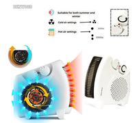 Electric Portable Fan Heater 2000W QUIET Floor or Upright 2KW Hot & Cold Air [EEK: A+++]