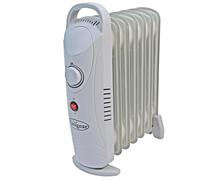 Electric Portable Heater Mini Oil Radiator 800W Column 7 Fins Thermostat Compact