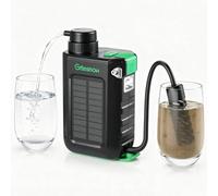 Electric Portable Water Filter Camping - High Precision Water Purifier System with Solar/Hand-Crank/USB Charging, Emergency Light for Camping Backpacking Hiking Travel Outdoor, Phone Charger, GS-2811