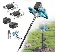 Electric Post Hole Digger 1200W with 2 Batteries, Drill Speed 350-850r/min, 6 Adjustable Gears for Sandy Frozen Soil