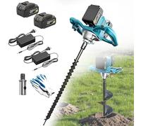 Electric Post Hole Digger, Cordless Auger with 1200W Power, 2 Batteries, 6 Adjustable Gears, Forward & Reverse Direction for Garden Planting, 60MM Diameter