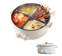 Electric Pot 4 Compartment, Four-Grid Mandarin Duck Electric Chafing Dish, Multi-Functional Household 6 Liters Capacity Integrated Hot Pot, Four in One Electric Cooker for Cooking hot Pot