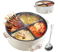 Electric Pot 4 Compartment,Mandarin Duck Electric Chafing Dish Four-Grid,Multi-Functional Household 6 Liters Capacity Hot Pot,Integrated Large Capacity Electrics Caldron