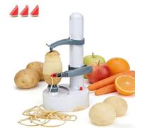 Electric Potato Peeler - Automatic Rotating Peeler with Stainless Steel Detachable Blade and 3 Replacement Blades, Ideal for Potatoes, Carrots, and Apples