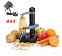 Electric Potato Peeler - Automatic Rotating Peeler with Stainless Steel Detachable Blade and 3 Replacement Blades, Ideal for Potatoes, Carrots, and Apples