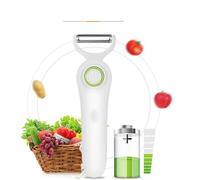 Electric Potato Peeler - Handheld USB Rechargeable Kitchen Gadget with 3 Interchangeable Blade Heads for Apples, Potatoes, Carrots, and Cucumbers