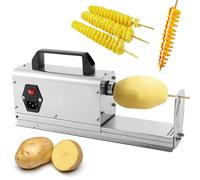 Electric Potato Slicer with 2 Blades for Spiral Twisted Fries, Tornado Chips, and Cucumber Ribbons, Stainless Steel Design