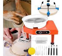 Electric Pottery Wheel 350W with LCD Touch Screen, DIY Ceramic Machine with Double Control and Pedal, Removable Basin for Crafting