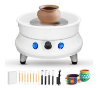 Electric Pottery Wheel, Couleeur 0-200r/min 350W Speed Adjustable Pottery Wheel, 15CM Anti-Rust Metal Turntable Pottery Wheel Adults with Detachable Basin & 11pcs Shaping Tools for Adult/Kid/Beginner
