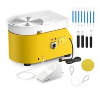 Electric Pottery Wheel, Couleeur 350W & 25CM Aluminum Turntable Pottery Wheel with Removable ABS Basin, Foot Pedal and Shaping Tools, Pottery Wheel Forming Machine for DIY and Pottery Studio (Yellow)