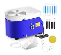 Electric Pottery Wheel, Couleeur 350W & 25cm Aluminum Turntable Pottery Wheel with Removable ABS Basin, Foot Pedal & Shaping Tools, Pottery Forming Machine Suitable for DIY and Pottery Studio (Blue)