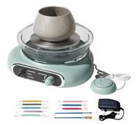 Electric Pottery Wheel Kit with Tools and Foot Pedal, Complete DIY Ceramic Clay Set for Beginners, School and Home Use