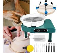 Electric Pottery Wheel with LCD Touch Screen and Pedal Control for DIY Ceramic Art and Clay Crafting