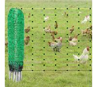 Electric Poultry Netting Fence, Solar Powered with 14 Double Spiked Posts for Chickens, Cats, and Rabbits in Backyards, Ranches, and Farms