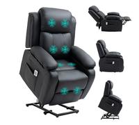 HOMCOM Riser and Recliner Chair Power Lift Reclining Chair With Remote - Black, Black