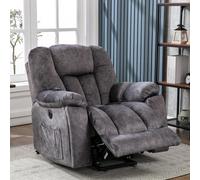 Electric Power Massage Lift Cinema Recliner Velvet Riser Heated Chair Sofa Grey