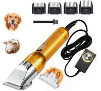 Electric Professional Dog Grooming Clippers,Powerful 350W Sheep Shears Speed-Adjustable Pet Grooming Clippers for Heavy Duty Long Hair,Horses Cat Fur Trimmers Shaver for Thick Coats (Gold B)