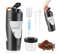 Electric Protein Shaker Bottle 700ml, USB Rechargeable Blender Cup for Protein Shakes & Smoothies, BPA-Free Tritan, 7500 RPM Powerful Mixing, Leak-Proof Portable Shaker with Storage Compartment(Black)