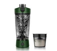 Electric Protein Shaker Bottle, Mixer Cup for Shakes and Meal Replacements, BPA-free, Portable Blender Cup with a Supplement Storage, USB Rechargeable Shaker Cups for Protein Shakes 550ml (Green)