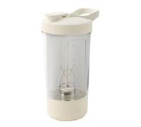 Electric Protein Shaker Bottle with USB Charging, Clear Glass with White Lid, 400ml Capacity, Portable Blender Cup with Measurement Markings