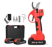 Electric Pruners, Portable Cordless Electric Scissors with 2pcs Rechargeable 21V 2000mAh Lithium Batteries and 2pcs SK7 Blades for Garden, Tree, Branch Pruners, Cutting Diameter 30 mm (Red)