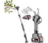 Electric Pruning Shears - 40mm Cutting Diameter Long Reach Hedge Trimmer with 2.1m Telescopic Pole, 10-12H Runtime (2 Batteries) for Garden, Bush & Orchard Maintenance | Cordless Branch Cutter