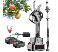 Electric Pruning Shears, 50mm Garden Secateur with Telescopic Pole, 2×4500mAh Battery, 6-8 Hours Working Time for Hedge and Bush Trimming