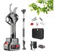 Electric Pruning Shears - 50mm Garden Secateurs with 2.1m Telescopic Pole, Dual Battery Powered for Hedge, Bush, and Orchard Care, 10-12 Hours Working Time